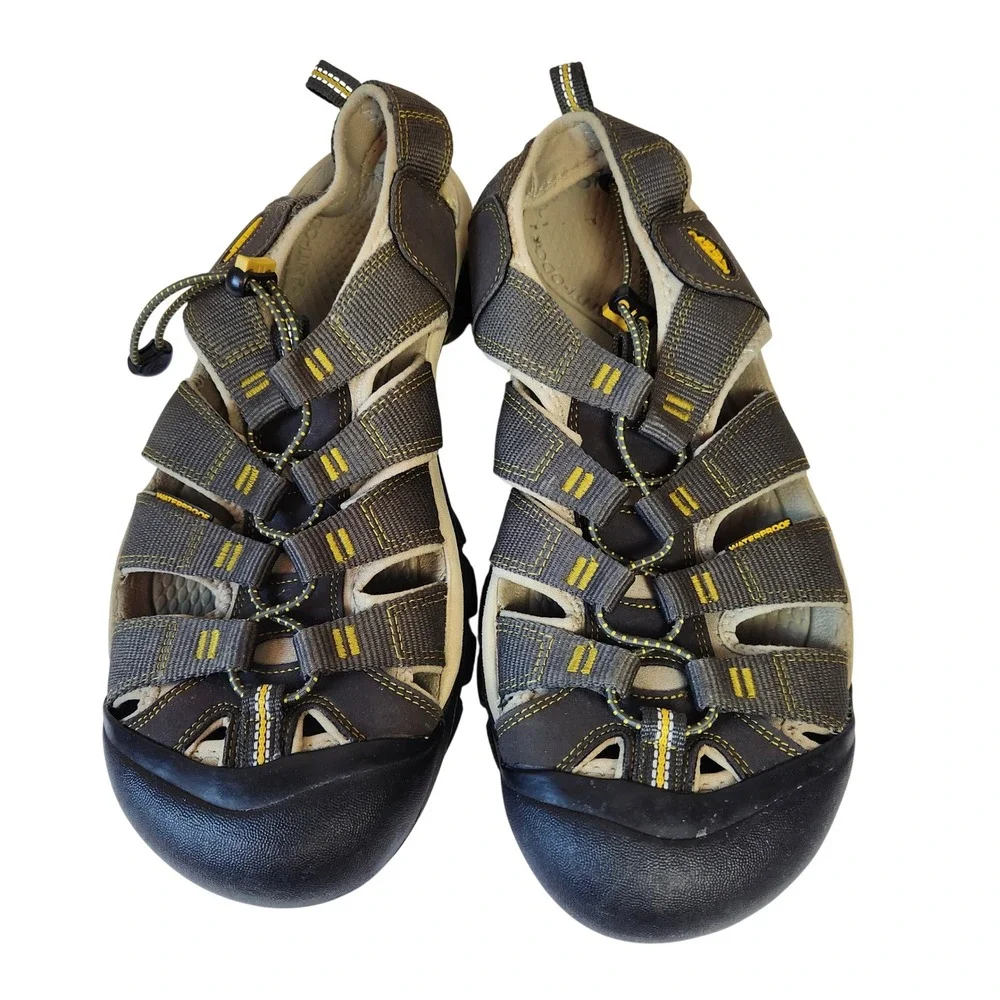 Keen Newport H2 Mens Size 12 Waterproof Hiking Sandals Gray Yellow Outdoor Shoe
